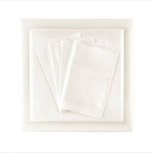 Satin 6-Piece Ivory Solid Polyester Queen Luxury Sheet Set